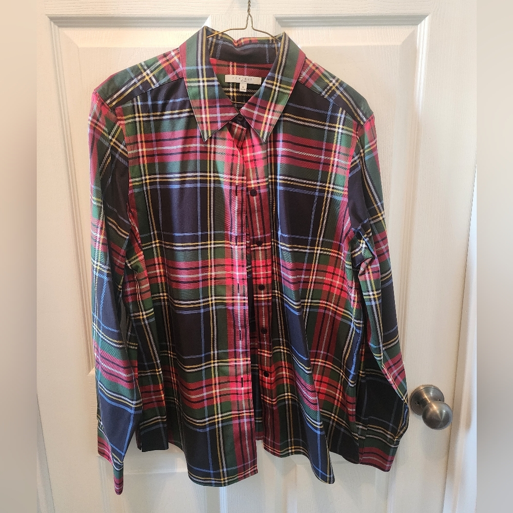 Foxcroft Women's Non Iron Plaid Long Sleeve Fitted Button Down Shirt